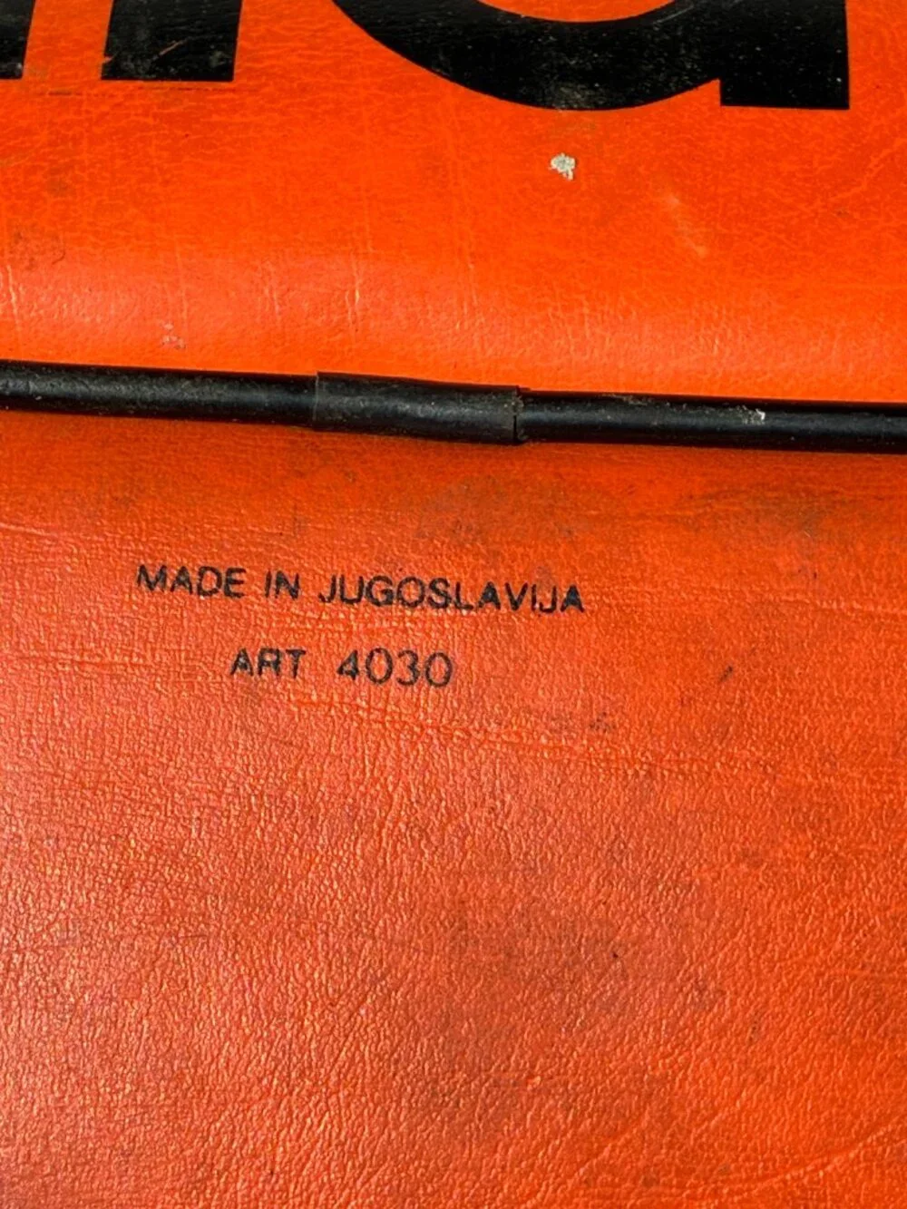 Vintage Adidas Originals Airliner Bag Orange Leather Trefoil Logo 1970s